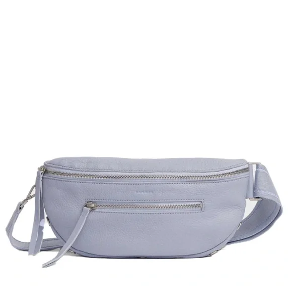 Hammitt Charles Medium Leather Belt Bag Fanny Pack Periwinkle Haze & Sil… - Picture 2 of 12